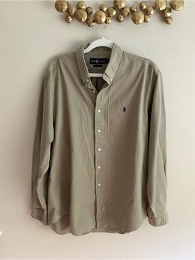 Polo Ralph Lauren Men's Light Tan Button-Down Oxford Shirt. XL. 100% Cotton.